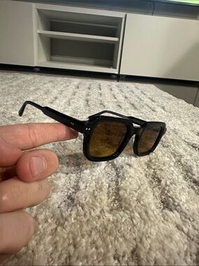 Jimmy Fairly ‘Etty’ Black Sunglasses with Amber Lenses